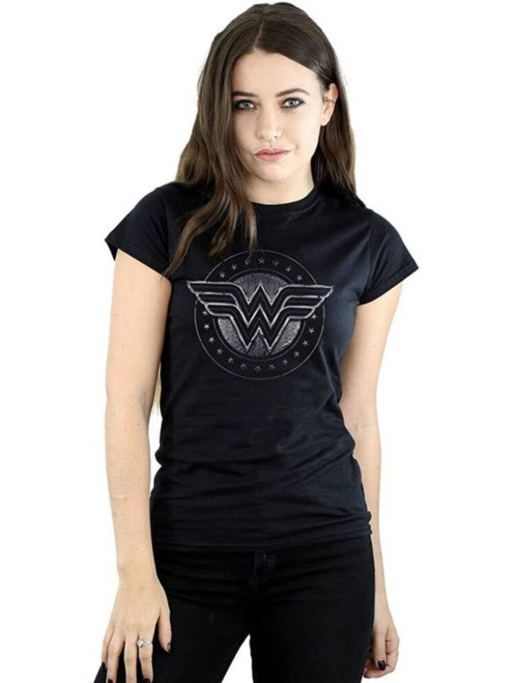 NWT Wonder Woman Shield Design Cotton T-Shirt, Black - Picture 2 of 5